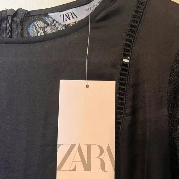 NWT Zara Black Lace Dress Size S - Picture 4 of 5